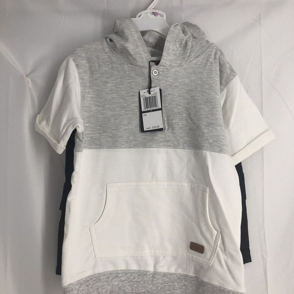 7 For All Mankind Boys 2 Piece Set Size 6, Hooded Tee And Black Shorts